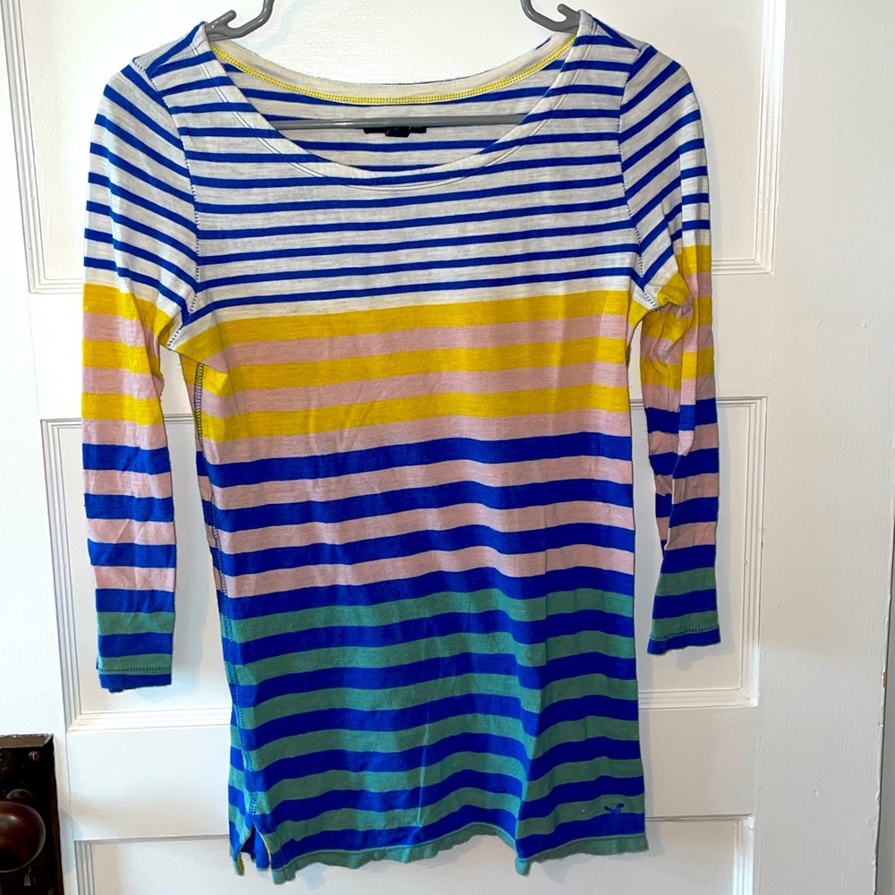 Striped Quarter-Length Sleeved Top